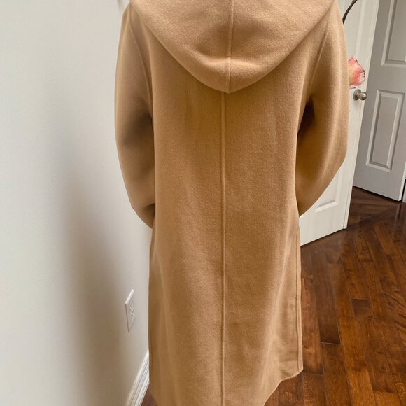 Women’s Long Camel Wool Coat with Hood Winter Overcoat - Picture 6 of 7